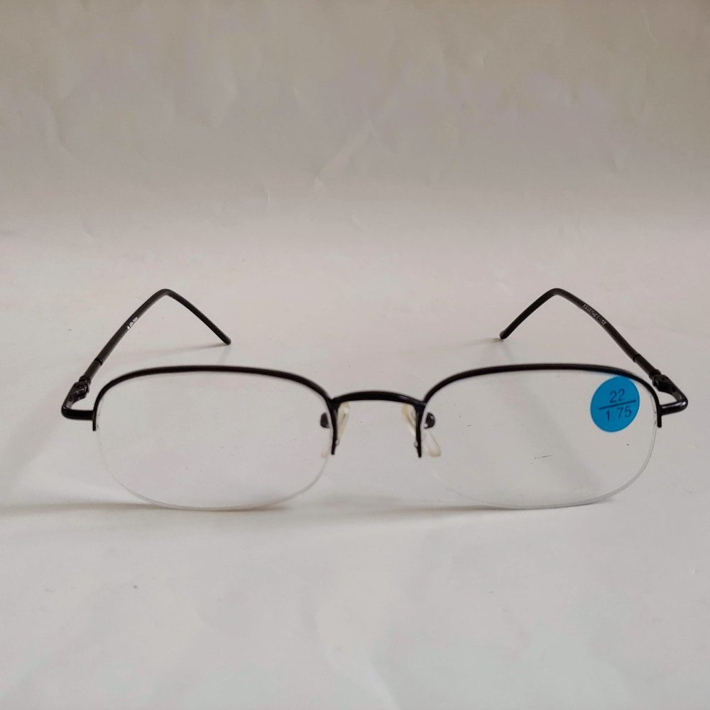 NWT Vintage 90's Rectangle Metal Semi-Rimless Reading Glasses +1.25 (S.Black)